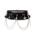 Dark Chain Punk Belt - Lace Spliced Decor For Dresses & Jackets