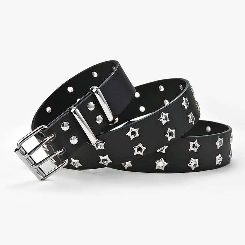 Korean Hollow Punk Belt – Star Eye Double Row Accent