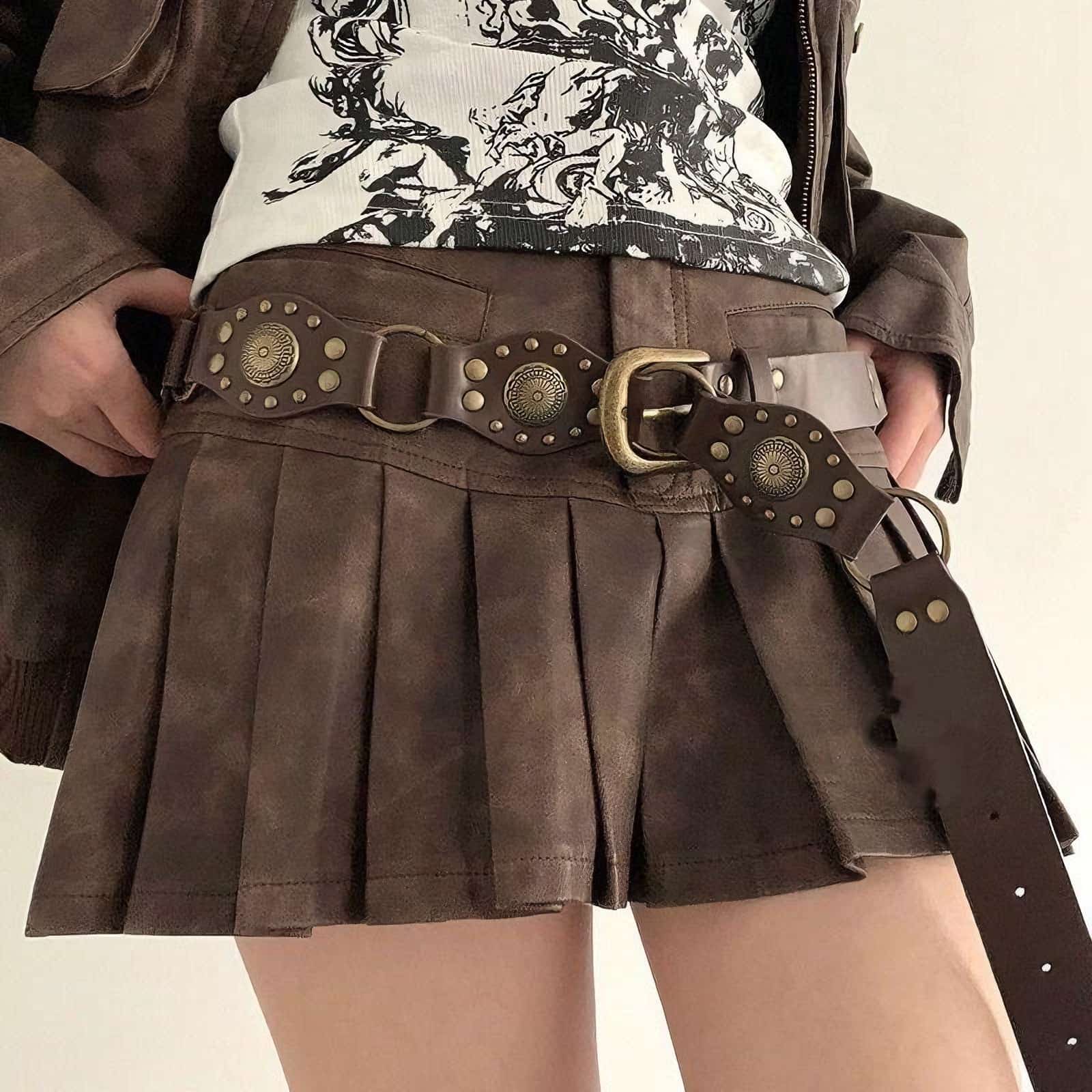 Retro Brown Rivet Belt