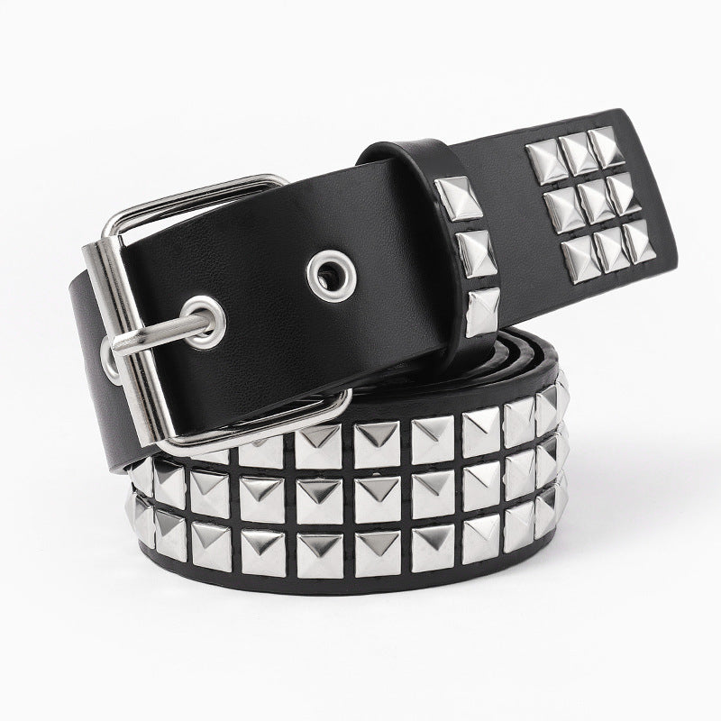 Y2K Pyramid Rivet Belt - Gothic Square Bead Punk Style For Women