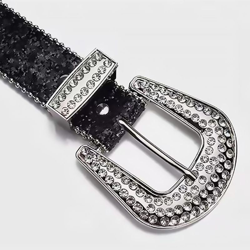 Rhinestone Sequin Hollow Belt - Versatile Decor For Jeans