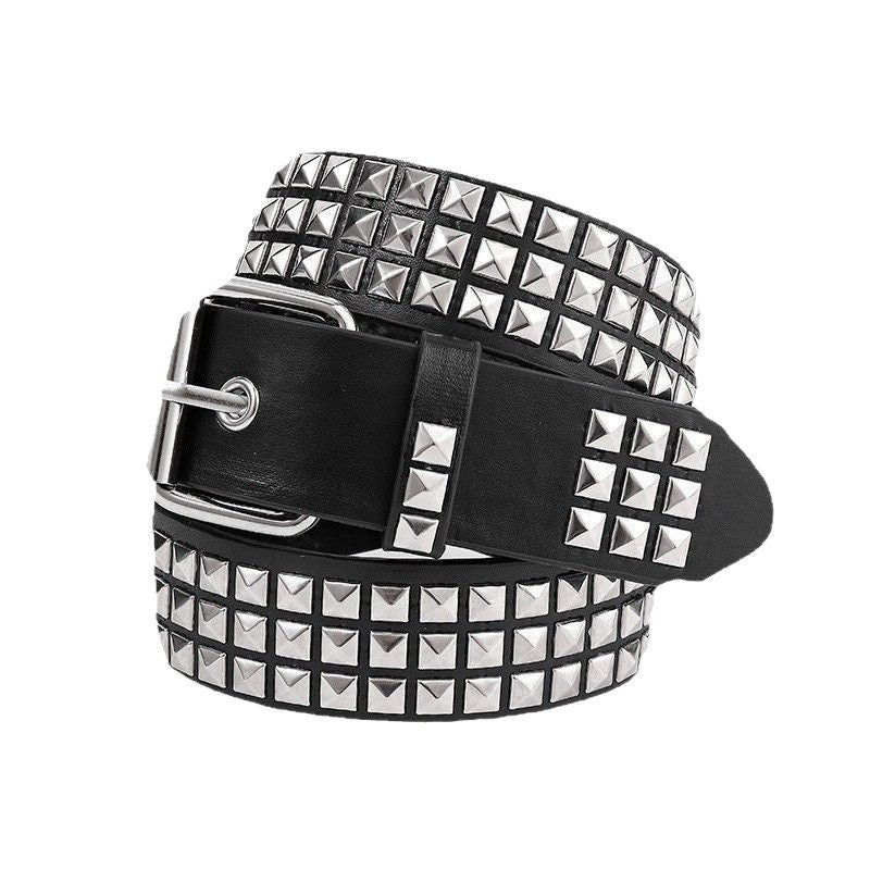 Y2K Pyramid Rivet Belt - Gothic Square Bead Punk Style For Women