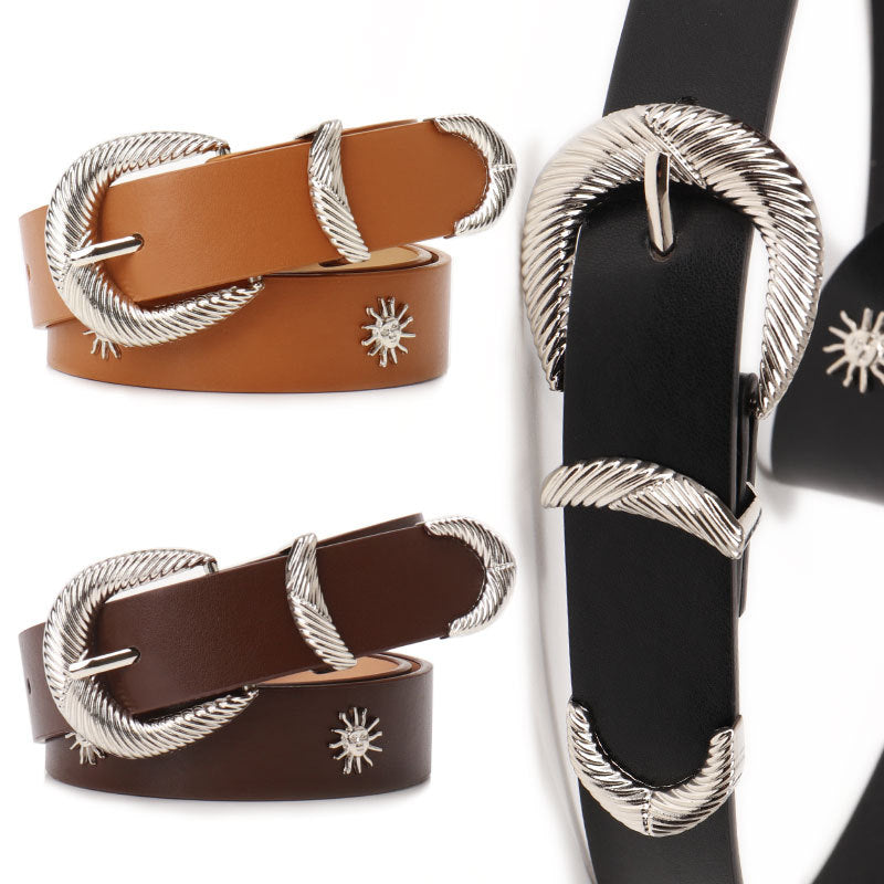 Y2K Sunflower Rivet Belt - Alloy Buckle Jeans Decor Belt