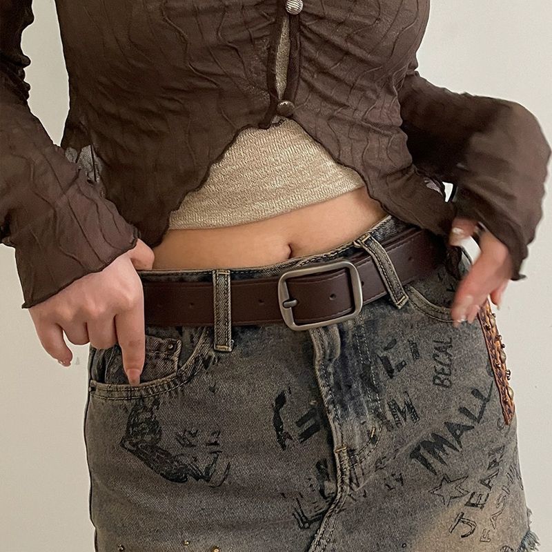 Unisex Pin Buckle Belt - Korean Retro Style For Jeans